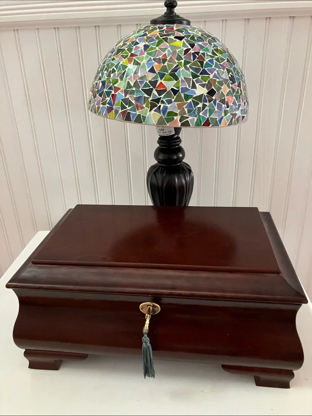 NWOT Beautiful Jewelry Box/Organizer in Rich Cherry Wood With Key